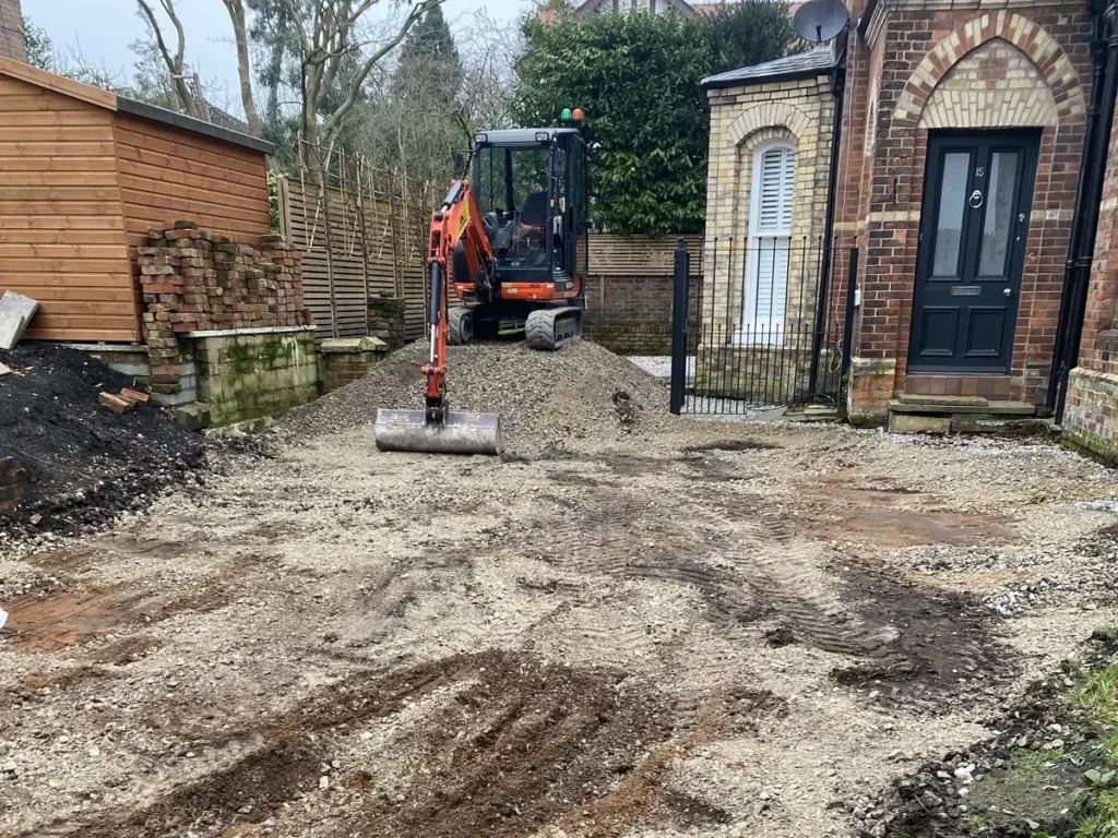 Initial garden clearance and machine work for Victorian property remodel in Altrincham